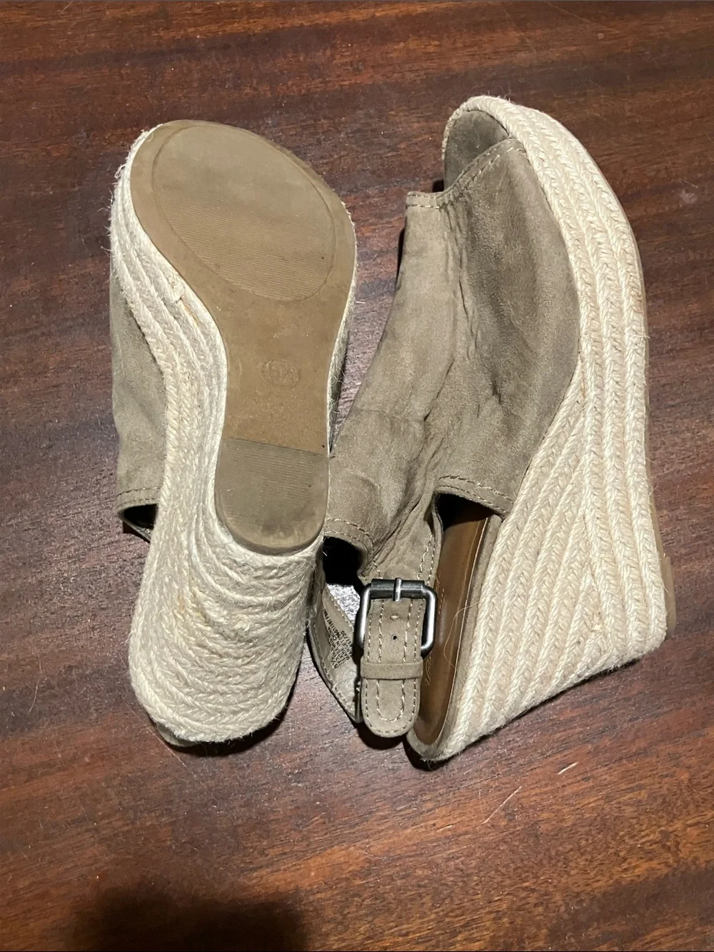 Universal Thread Taupe Suede Espadrille Wedge Slingbacks